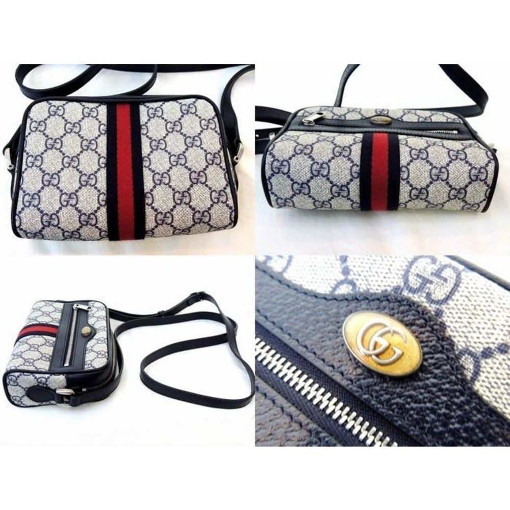 Gucci Shoulder Bag Ophidia GG Supreme Beige Blue Pochette Mini Bag - Picture 3 of 4